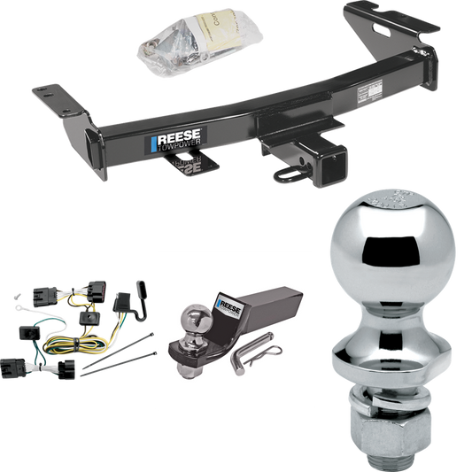 Fits 2005-2008 Chevrolet Uplander Trailer Hitch Tow PKG w/ 4-Flat Wiring + Starter Kit Ball Mount w/ 2" Drop & 2" Ball + 1-7/8" Ball By Reese Towpower