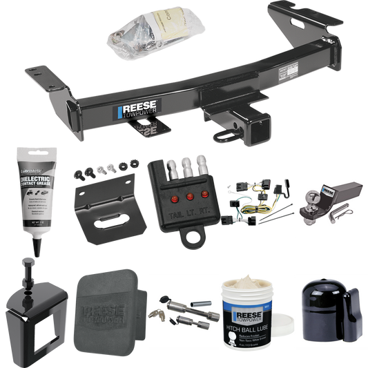 Fits 2005-2006 Pontiac Montana SV6 Trailer Hitch Tow PKG w/ 4-Flat Wiring + Starter Kit Ball Mount w/ 2" Drop & 2" Ball + 1-7/8" Ball + Wiring Bracket + Dual Hitch & Coupler Locks + Hitch Cover + Wiring Tester + Ball Lube + Electric Grease + Ball Wre