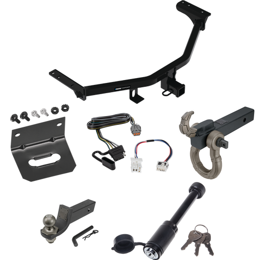 Fits 2022-2023 Nissan Pathfinder Trailer Hitch Tow PKG w/ 4-Flat Wiring + Interlock Tactical Starter Kit w/ 2" Drop & 2" Ball + Tactical Hook & Shackle Mount + Tactical Dogbone Lock + Wiring Bracket (For w/Factory Tow Package Models) By Reese Towpowe