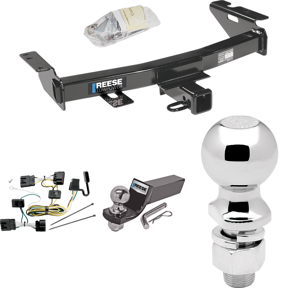 Fits 2005-2007 Saturn Relay Trailer Hitch Tow PKG w/ 4-Flat Wiring + Starter Kit Ball Mount w/ 2" Drop & 2" Ball + 2-5/16" Ball By Reese Towpower