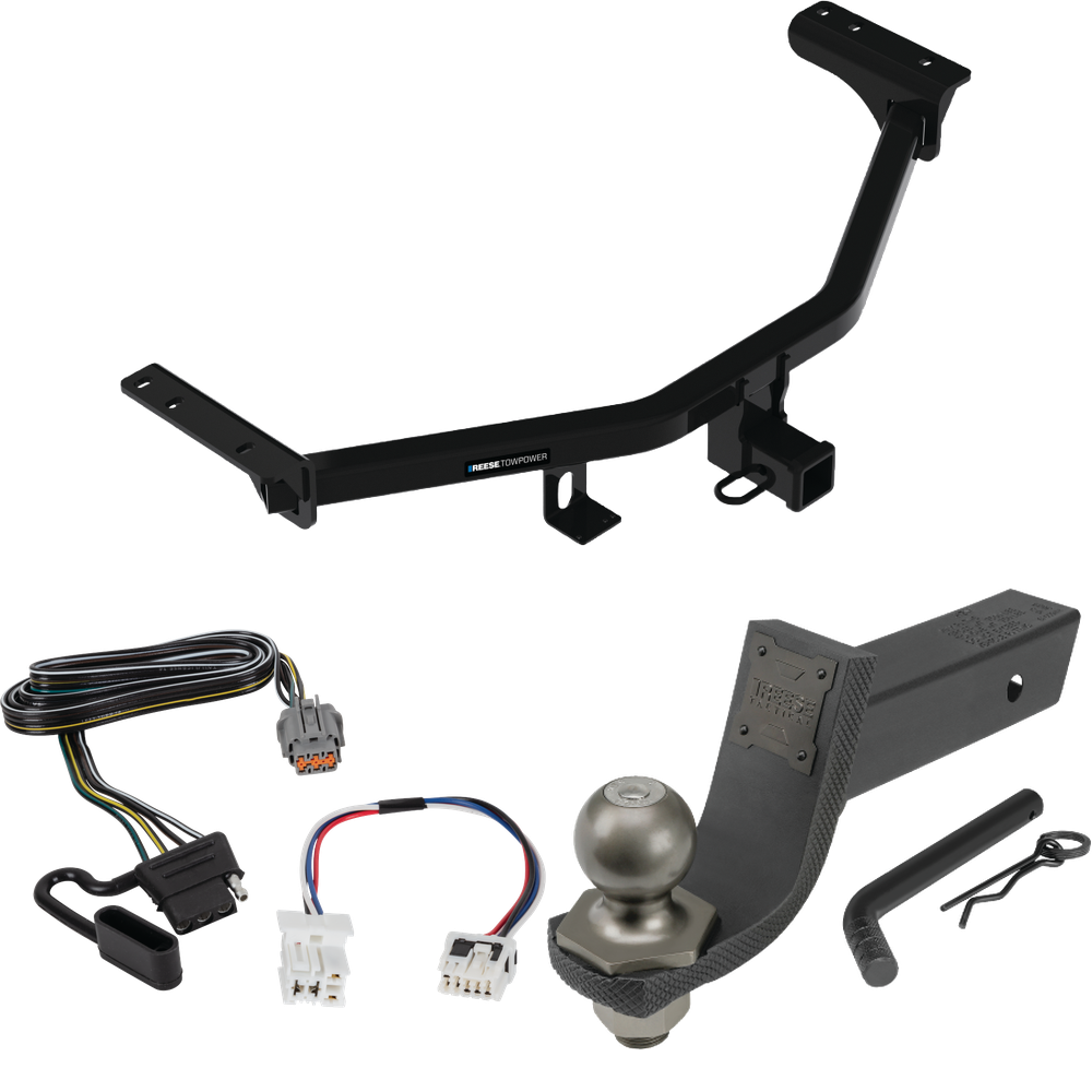 Fits 2022-2023 Nissan Pathfinder Trailer Hitch Tow PKG w/ 4-Flat Wiring + Interlock Tactical Starter Kit w/ 3-1/4" Drop & 2" Ball By Reese Towpower