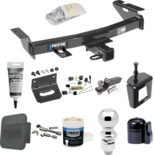 Fits 2007-2009 Pontiac Montana SV6 Trailer Hitch Tow PKG w/ 4-Flat Wiring + Starter Kit Ball Mount w/ 2" Drop & 2" Ball + 2-5/16" Ball + Wiring Bracket + Dual Hitch & Coupler Locks + Hitch Cover + Wiring Tester + Ball Lube +Electric Grease + Ball Wre