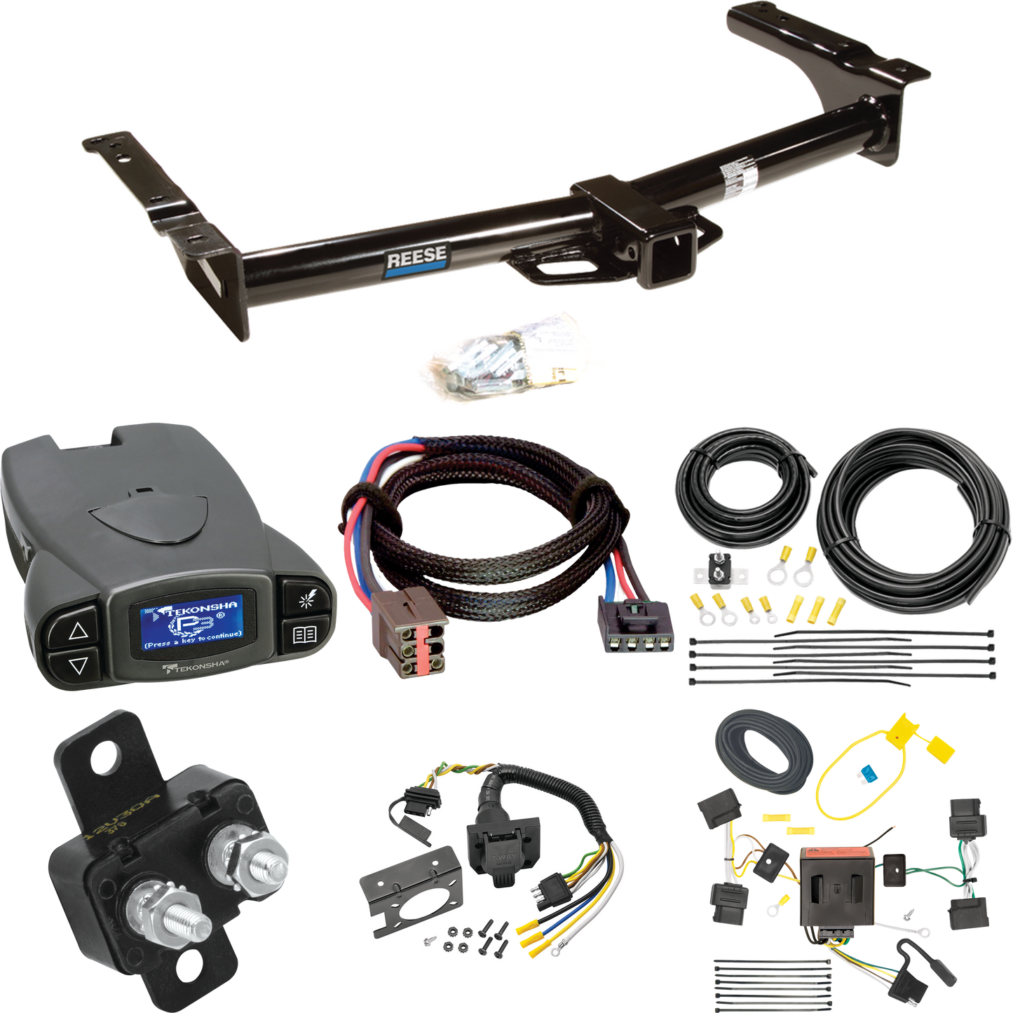 Fits 2008-2008 Ford E-250 Econoline Trailer Hitch Tow PKG w/ Tekonsha Prodigy P3 Brake Control + Plug & Play BC Adapter + 7-Way RV Wiring By Reese Towpower