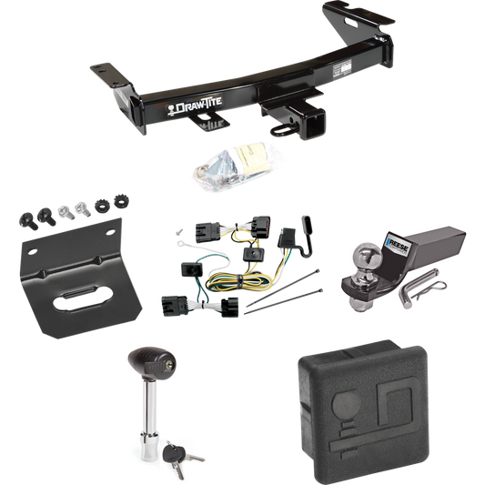 Fits 2005-2007 Saturn Relay Trailer Hitch Tow PKG w/ 4-Flat Wiring + Starter Kit Ball Mount w/ 2" Drop & 2" Ball + Wiring Bracket + Hitch Lock + Hitch Cover By Draw-Tite