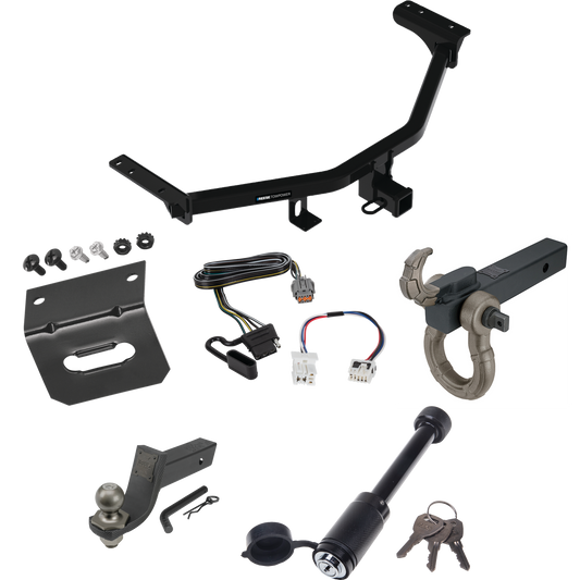 Fits 2022-2023 Nissan Pathfinder Trailer Hitch Tow PKG w/ 4-Flat Wiring + Interlock Tactical Starter Kit w/ 3-1/4" Drop & 2" Ball + Tactical Hook & Shackle Mount + Tactical Dogbone Lock + Wiring Bracket (For w/Factory Tow Package Models) By Reese Tow