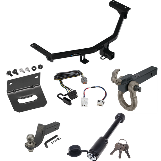 Fits 2022-2022 Infiniti QX60 Trailer Hitch Tow PKG w/ 4-Flat Wiring + Interlock Tactical Starter Kit w/ 3-1/4" Drop & 2" Ball + Tactical Hook & Shackle Mount + Tactical Dogbone Lock + Wiring Bracket By Reese Towpower