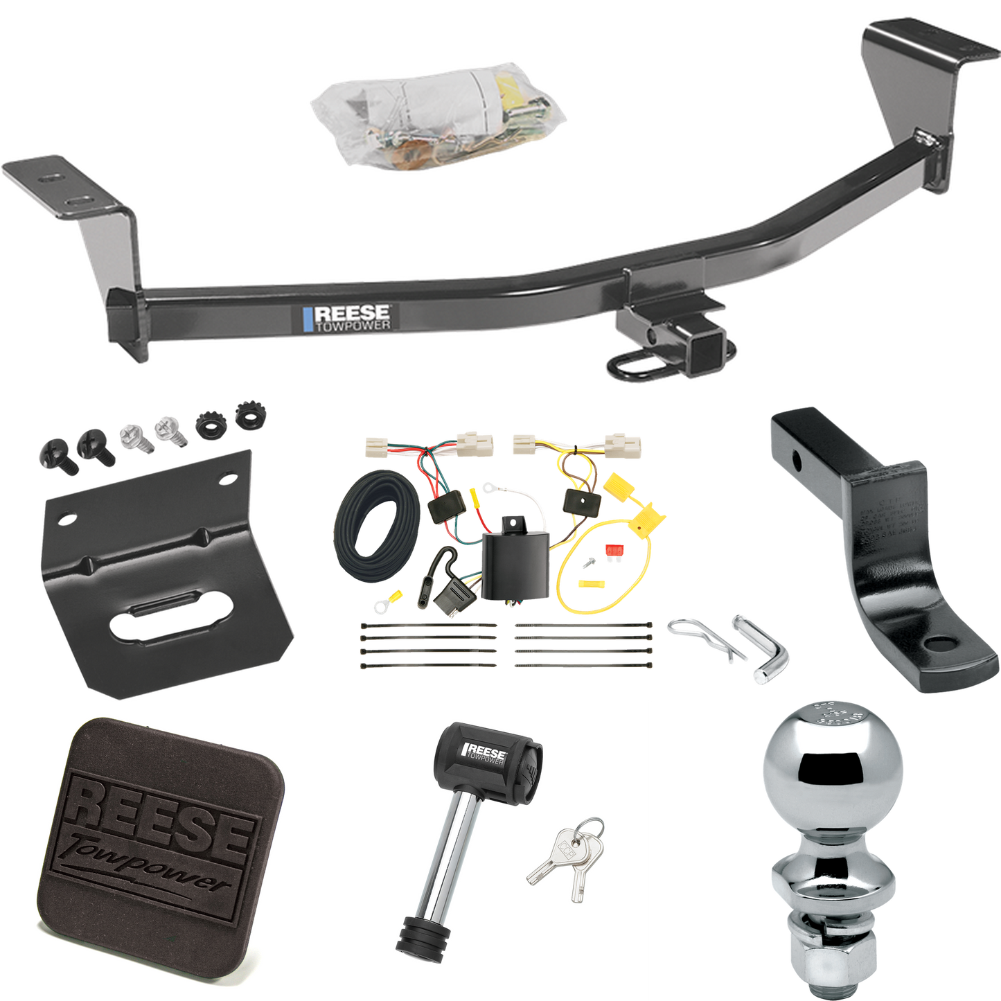 Fits 2011-2013 Scion xB Trailer Hitch Tow PKG w/ 4-Flat Wiring Harness + Draw-Bar + 2" Ball + Wiring Bracket + Hitch Cover + Hitch Lock (Excludes: Release Series Models) By Reese Towpower