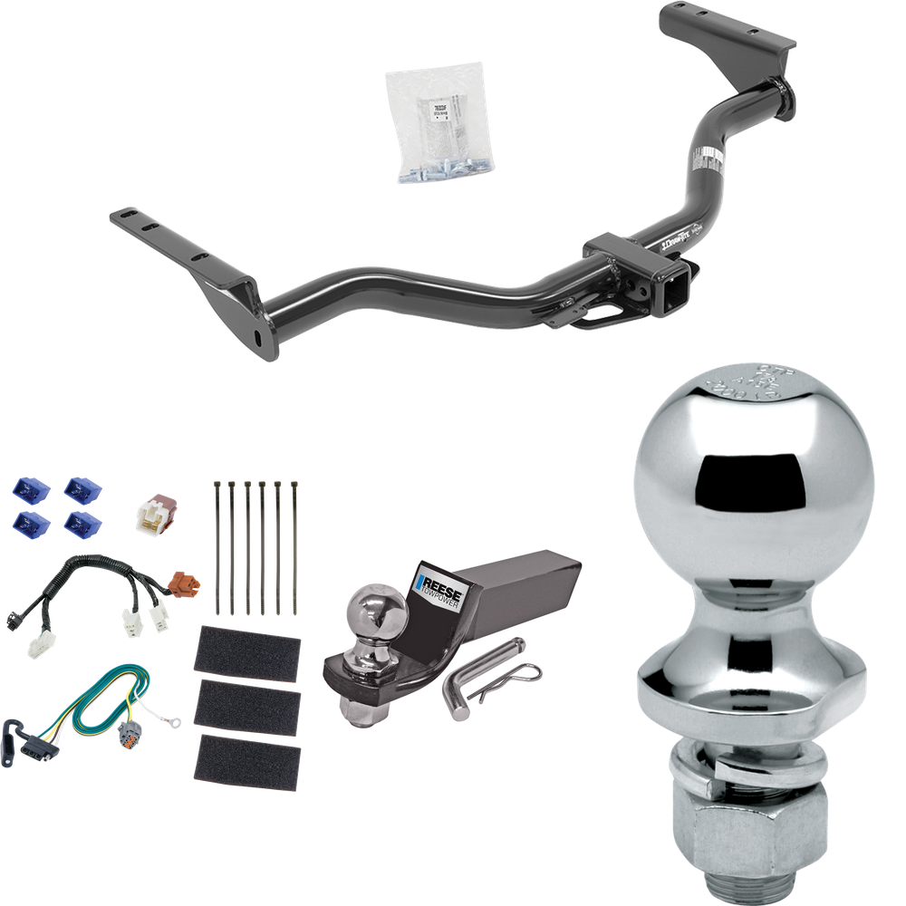 Fits 2013-2020 Nissan Pathfinder Trailer Hitch Tow PKG w/ 4-Flat Wiring + Starter Kit Ball Mount w/ 2" Drop & 2" Ball + 1-7/8" Ball By Draw-Tite