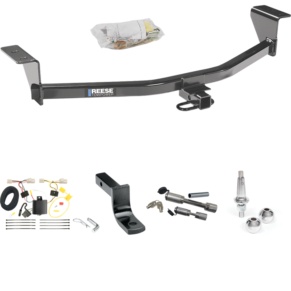 Fits 2011-2013 Scion xB Trailer Hitch Tow PKG w/ 4-Flat Wiring Harness + Draw-Bar + Interchangeable 1-7/8" & 2" Balls + Dual Hitch & Coupler Locks (Excludes: Release Series Models) By Reese Towpower