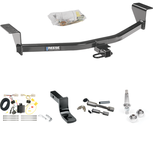 Fits 2011-2013 Scion xB Trailer Hitch Tow PKG w/ 4-Flat Wiring Harness + Draw-Bar + Interchangeable 1-7/8" & 2" Balls + Dual Hitch & Coupler Locks (Excludes: Release Series Models) By Reese Towpower