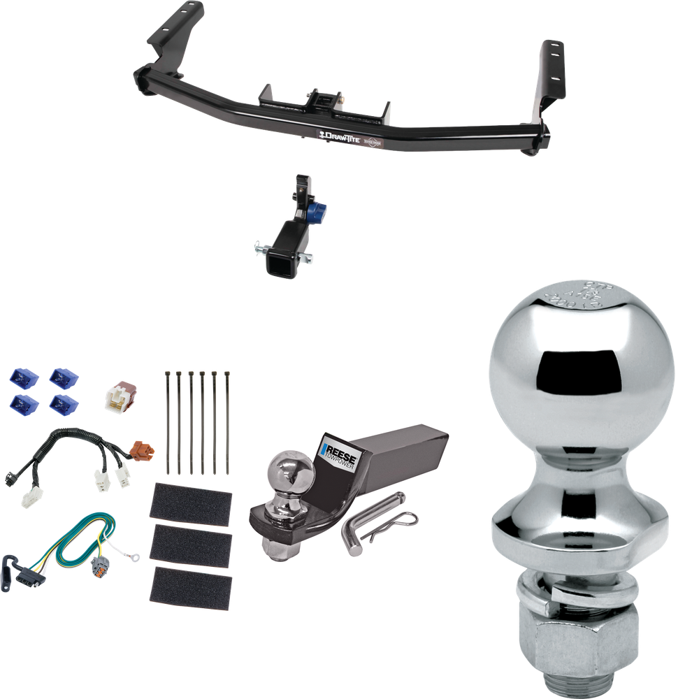 Fits 2014-2020 Infiniti QX60 Trailer Hitch Tow PKG w/ 4-Flat Wiring + Starter Kit Ball Mount w/ 2" Drop & 2" Ball + 1-7/8" Ball By Draw-Tite