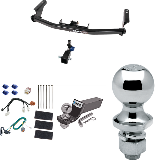 Fits 2014-2020 Infiniti QX60 Trailer Hitch Tow PKG w/ 4-Flat Wiring + Starter Kit Ball Mount w/ 2" Drop & 2" Ball + 1-7/8" Ball By Draw-Tite