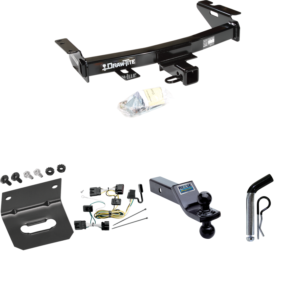 Fits 2005-2008 Chevrolet Uplander Trailer Hitch Tow PKG w/ 4-Flat Wiring Harness + Dual Ball Ball Mount 1-7/8" & 2" Trailer Balls + Pin/Clip + Wiring Bracket By Draw-Tite