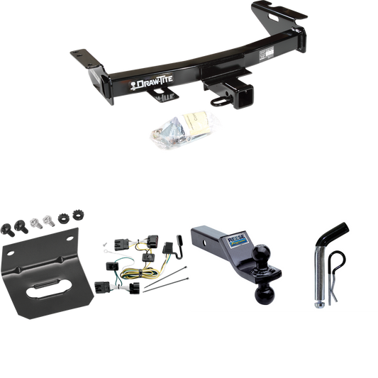 Fits 2005-2008 Chevrolet Uplander Trailer Hitch Tow PKG w/ 4-Flat Wiring Harness + Dual Ball Ball Mount 1-7/8" & 2" Trailer Balls + Pin/Clip + Wiring Bracket By Draw-Tite