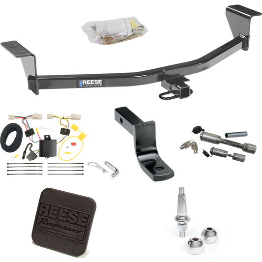 Fits 2011-2013 Scion tC Trailer Hitch Tow PKG w/ 4-Flat Wiring Harness + Draw-Bar + Interchangeable 1-7/8" & 2" Balls + Hitch Cover + Dual Hitch & Coupler Locks (Excludes: Release Series Models) By Reese Towpower