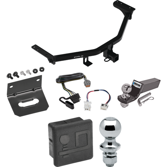 Fits 2022-2023 Nissan Pathfinder Trailer Hitch Tow PKG w/ 4-Flat Wiring + Starter Kit Ball Mount w/ 2" Drop & 2" Ball + 1-7/8" Ball + Wiring Bracket + Hitch Cover By Draw-Tite