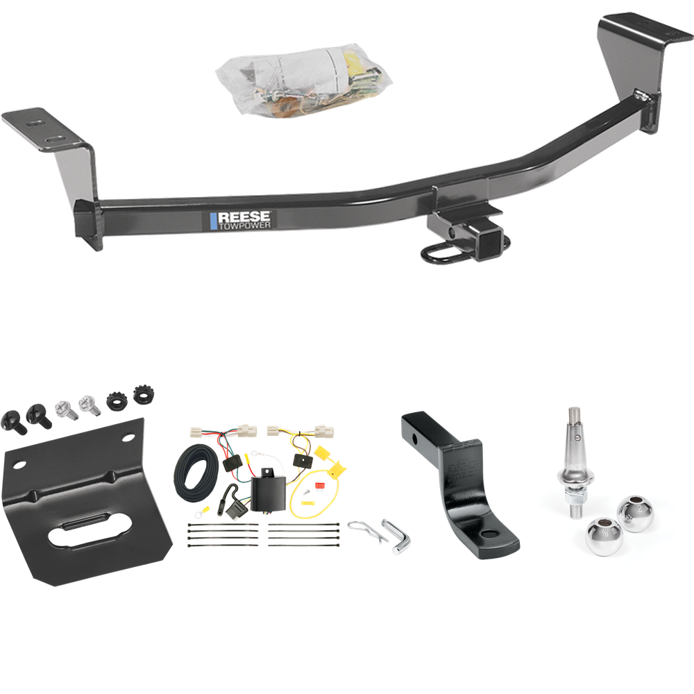 Fits 2011-2013 Scion tC Trailer Hitch Tow PKG w/ 4-Flat Wiring Harness + Draw-Bar + Interchangeable 1-7/8" & 2" Balls + Wiring Bracket (Excludes: Release Series Models) By Reese Towpower