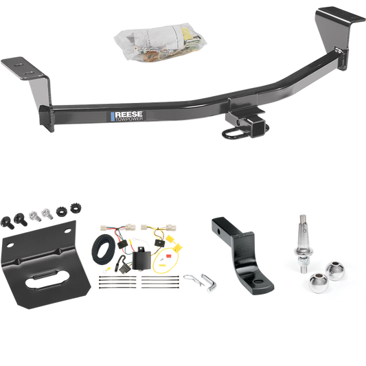 Fits 2011-2013 Scion tC Trailer Hitch Tow PKG w/ 4-Flat Wiring Harness + Draw-Bar + Interchangeable 1-7/8" & 2" Balls + Wiring Bracket (Excludes: Release Series Models) By Reese Towpower