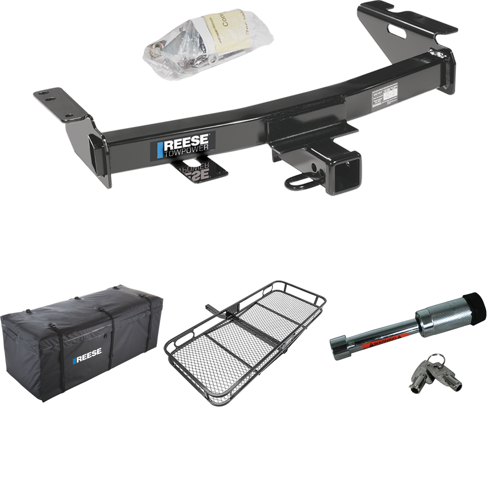 Fits 2005-2006 Pontiac Montana SV6 Trailer Hitch Tow PKG w/ 60" x 24" Cargo Carrier + Cargo Bag + Hitch Lock By Reese Towpower