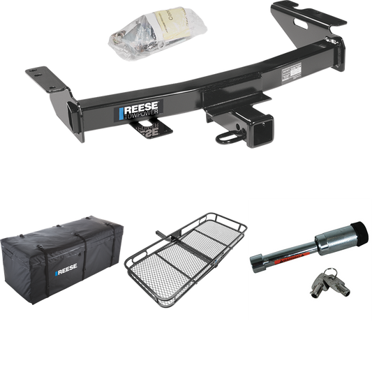 Fits 2005-2006 Pontiac Montana SV6 Trailer Hitch Tow PKG w/ 60" x 24" Cargo Carrier + Cargo Bag + Hitch Lock By Reese Towpower