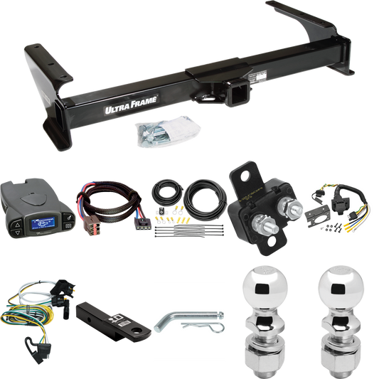 Fits 1995-2002 Ford E-250 Econoline Trailer Hitch Tow PKG w/ Tekonsha Prodigy P3 Brake Control + Plug & Play BC Adapter + 7-Way RV Wiring + 2" & 2-5/16" Ball & Drop Mount By Draw-Tite