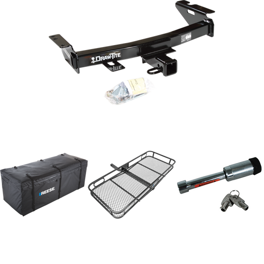 Fits 2007-2009 Pontiac Montana SV6 Trailer Hitch Tow PKG w/ 60" x 24" Cargo Carrier + Cargo Bag + Hitch Lock (For (Canada Only) Models) By Draw-Tite