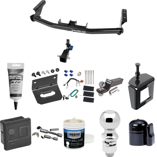 Fits 2014-2020 Infiniti QX60 Trailer Hitch Tow PKG w/ 4-Flat Wiring + Starter Kit Ball Mount w/ 2" Drop & 2" Ball + 2-5/16" Ball + Wiring Bracket + Dual Hitch & Coupler Locks + Hitch Cover + Wiring Tester + Ball Lube +Electric Grease + Ball Wrench +