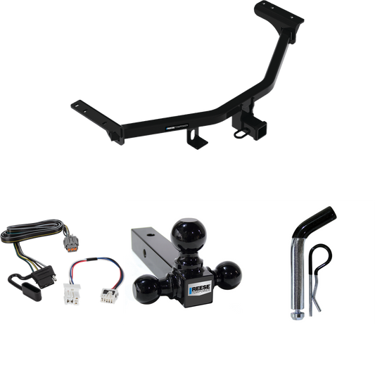 Fits 2022-2022 Infiniti QX60 Trailer Hitch Tow PKG w/ 4-Flat Wiring + Triple Ball Ball Mount 1-7/8" & 2" & 2-5/16" Trailer Balls + Pin/Clip By Reese Towpower