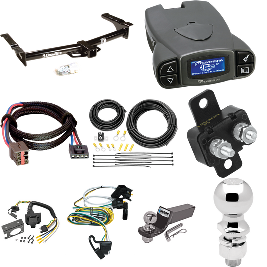 Se adapta al paquete de enganche de remolque Ford E-250 Econoline 1995-2002 con control de freno Tekonsha Prodigy P3 + adaptador BC Plug &amp; Play + cableado RV de 7 vías + soporte de bola y caída de 2" y 2-5/16" de Draw-Tite