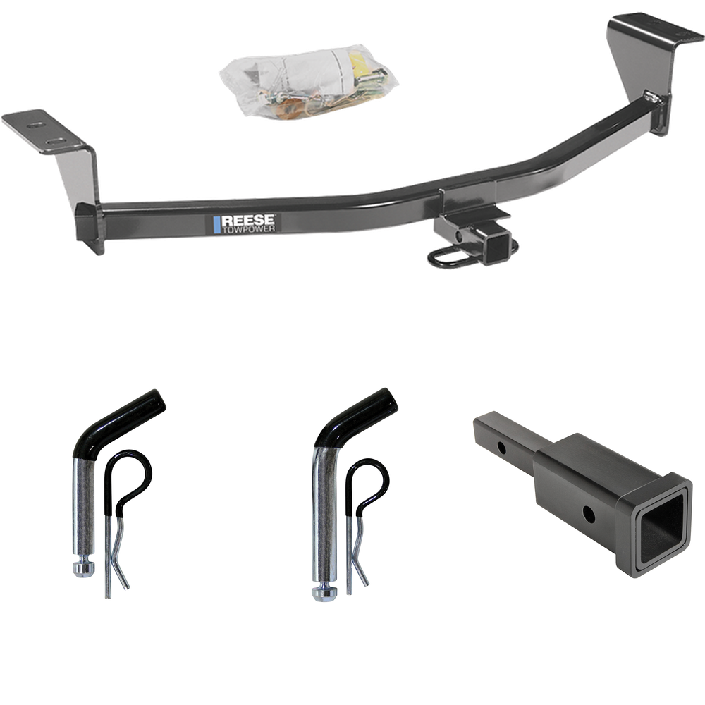 Fits 2011-2013 Scion tC Trailer Hitch Tow PKG w/ Hitch Adapter 1-1/4" to 2" Receiver + 1/2" Pin & Clip + 5/8" Pin & Clip (Excludes: Release Series Models) By Reese Towpower