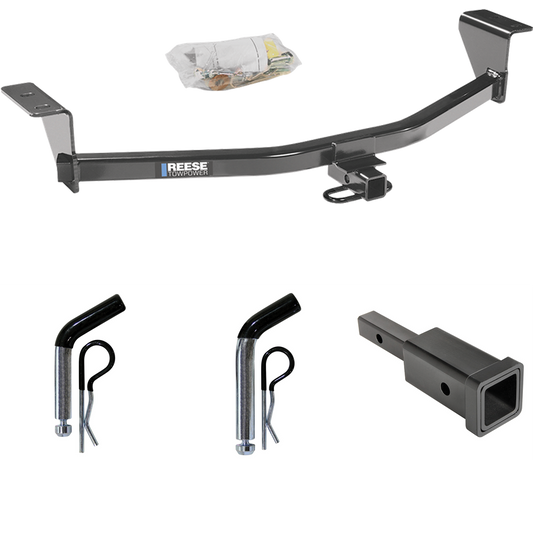 Fits 2011-2013 Scion tC Trailer Hitch Tow PKG w/ Hitch Adapter 1-1/4" to 2" Receiver + 1/2" Pin & Clip + 5/8" Pin & Clip (Excludes: Release Series Models) By Reese Towpower