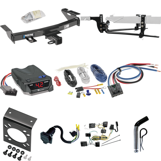 Fits 2005-2006 Pontiac Montana SV6 Trailer Hitch Tow PKG w/ 6K Round Bar Weight Distribution Hitch w/ 2-5/16" Ball + Pin/Clip + Tekonsha BRAKE-EVN Brake Control + Generic BC Wiring Adapter + 7-Way RV Wiring By Reese Towpower