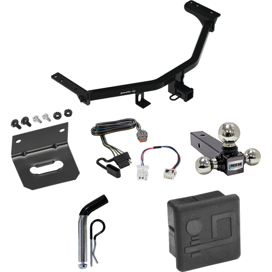 Fits 2022-2022 Infiniti QX60 Trailer Hitch Tow PKG w/ 4-Flat Wiring + Triple Ball Ball Mount 1-7/8" & 2" & 2-5/16" Trailer Balls + Pin/Clip + Wiring Bracket + Hitch Cover By Draw-Tite