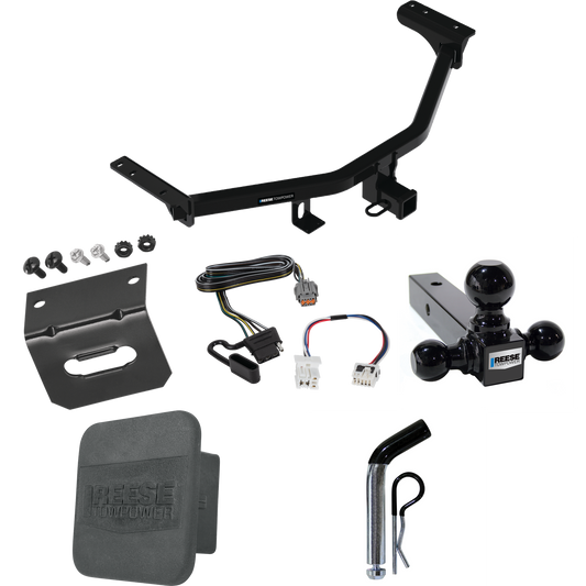 Fits 2022-2022 Infiniti QX60 Trailer Hitch Tow PKG w/ 4-Flat Wiring + Triple Ball Ball Mount 1-7/8" & 2" & 2-5/16" Trailer Balls + Pin/Clip + Wiring Bracket + Hitch Cover By Reese Towpower