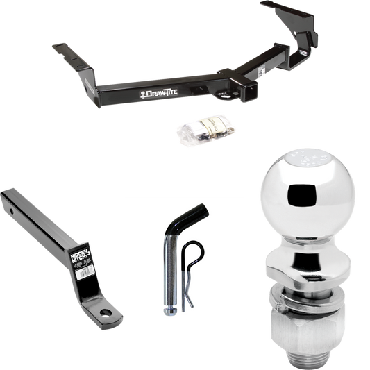 Se adapta al paquete de enganche de remolque Toyota Highlander 2008-2013 con soporte de bola extendido de 16" de largo con caída de 4" + pasador/clip + bola de 2" (excluye: con modelos de neumáticos de repuesto de tamaño completo de 19") de Draw-Tite