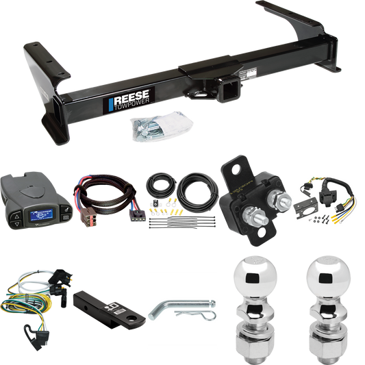 Fits 1995-2002 Ford E-150 Econoline Trailer Hitch Tow PKG w/ Tekonsha Prodigy P3 Brake Control + Plug & Play BC Adapter + 7-Way RV Wiring + 2" & 2-5/16" Ball & Drop Mount By Reese Towpower