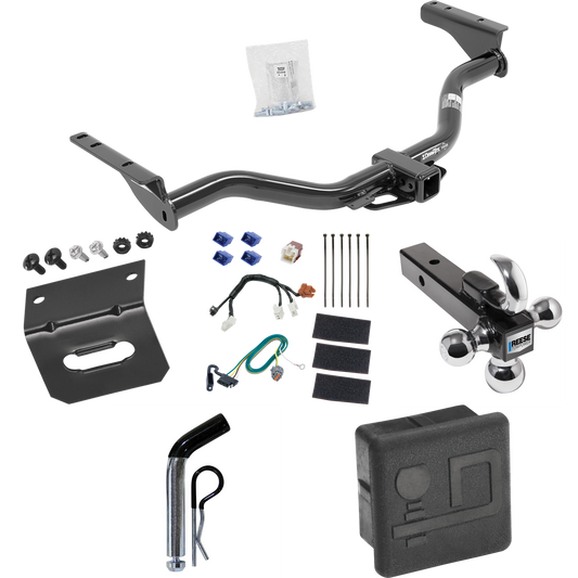 Fits 2014-2020 Infiniti QX60 Trailer Hitch Tow PKG w/ 4-Flat Wiring + Triple Ball Ball Mount 1-7/8" & 2" & 2-5/16" Trailer Balls w/ Tow Hook + Pin/Clip + Wiring Bracket + Hitch Cover By Draw-Tite