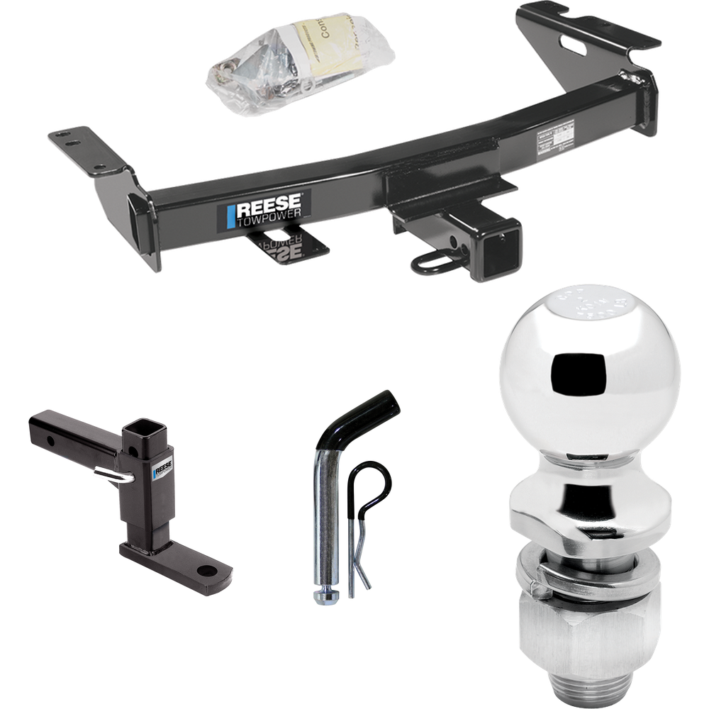 Fits 2007-2009 Pontiac Montana SV6 Trailer Hitch Tow PKG w/ Adjustable Drop Rise Ball Mount + Pin/Clip + 2" Ball (For (Canada Only) Models) By Reese Towpower