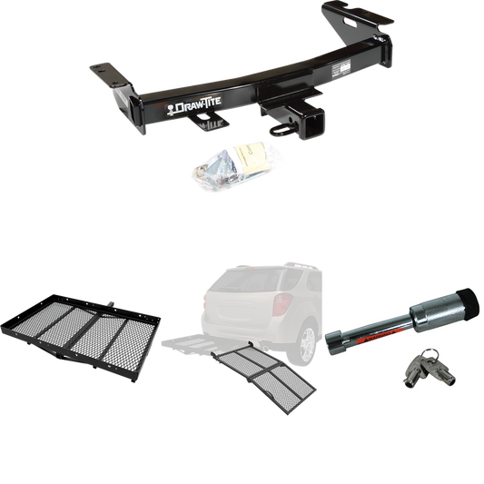 Fits 1997-1998 Pontiac Trans Sport Trailer Hitch Tow PKG w/ Cargo Carrier + Bi-Fold Ramp + Hitch Lock By Draw-Tite