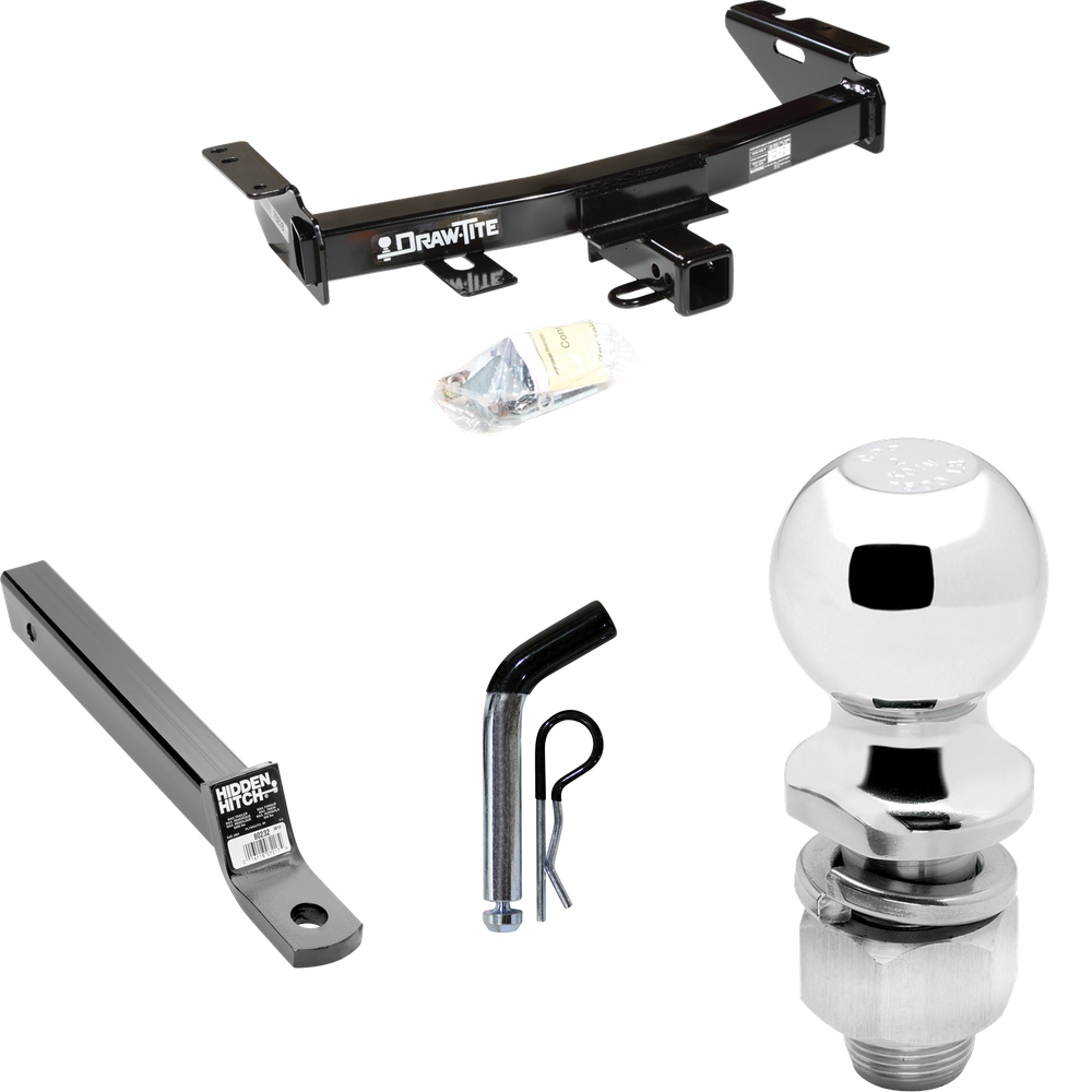 Fits 2009-2009 Chevrolet Uplander Trailer Hitch Tow PKG w/ Extended 16" Long Ball Mount w/ 2" Drop + Pin/Clip + 2" Ball (For (Canada Only) Models) By Draw-Tite