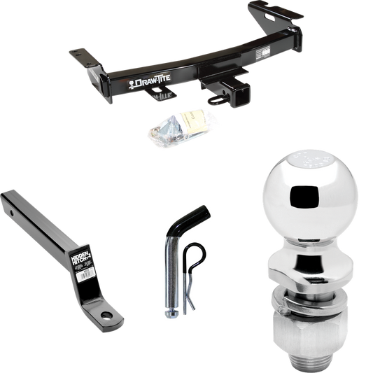 Fits 1997-2005 Chevrolet Venture Trailer Hitch Tow PKG w/ Extended 16" Long Ball Mount w/ 4" Drop + Pin/Clip + 2" Ball By Draw-Tite