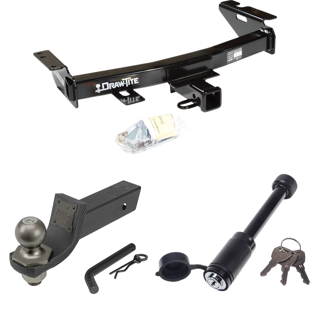 Fits 2005-2007 Buick Terraza Trailer Hitch Tow PKG + Interlock Tactical Starter Kit w/ 2" Drop & 2" Ball + Tactical Dogbone Lock By Draw-Tite