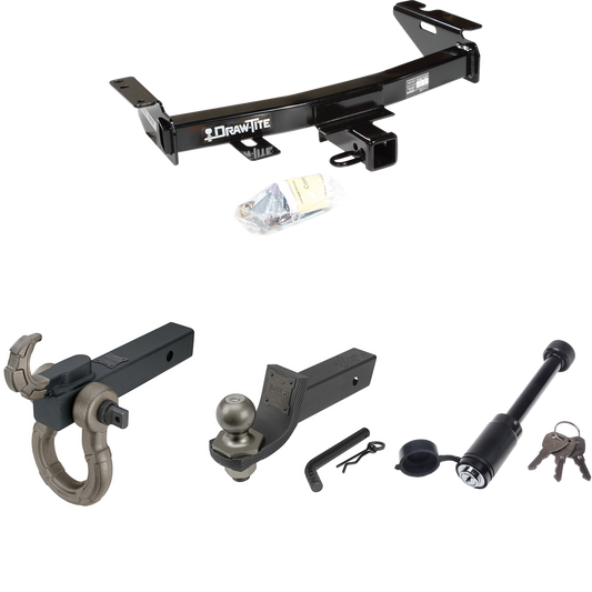 Fits 2009-2009 Chevrolet Uplander Trailer Hitch Tow PKG + Interlock Tactical Starter Kit w/ 2" Drop & 2" Ball + Tactical Hook & Shackle Mount + Tactical Dogbone Lock (For (Canada Only) Models) By Draw-Tite