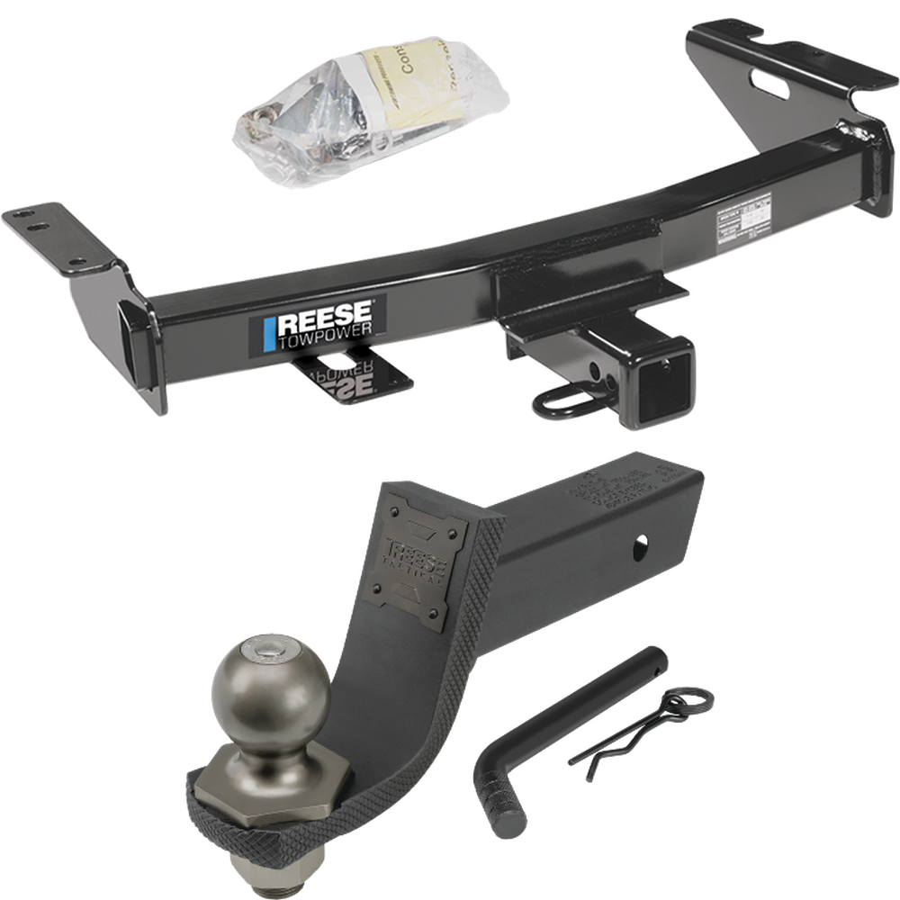 Fits 1999-2005 Pontiac Montana Trailer Hitch Tow PKG + Interlock Tactical Starter Kit w/ 3-1/4" Drop & 2" Ball By Reese Towpower