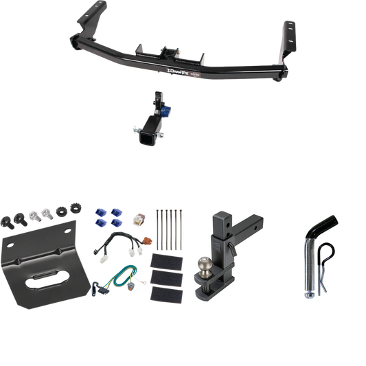 Fits 2014-2020 Infiniti QX60 Trailer Hitch Tow PKG w/ 4-Flat Wiring Harness + Adjustable Drop Rise Clevis Hitch Ball Mount w/ 2" Ball + Pin/Clip + Wiring Bracket By Draw-Tite