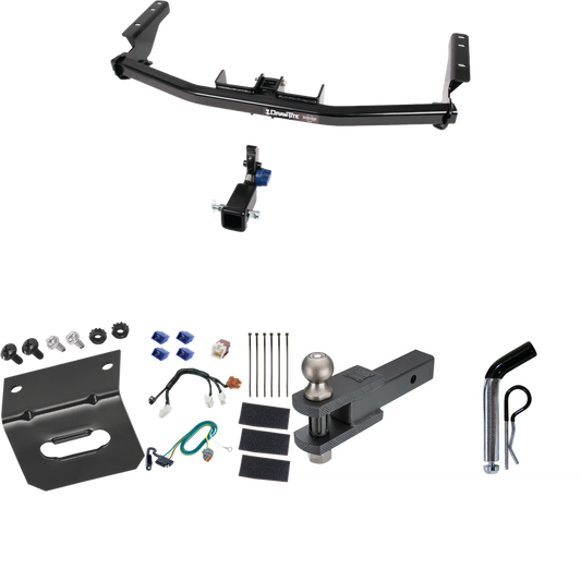 Fits 2013-2020 Nissan Pathfinder Trailer Hitch Tow PKG w/ 4-Flat Wiring Harness + Clevis Hitch Ball Mount w/ 2" Ball + Pin/Clip + Wiring Bracket By Draw-Tite