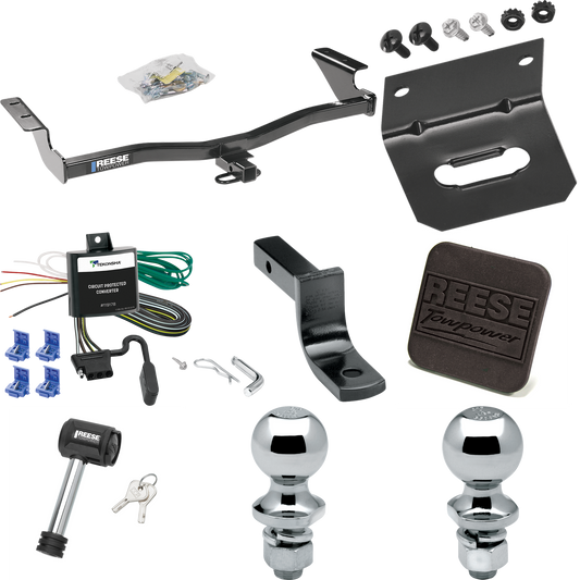 Se adapta al paquete de enganche de remolque Scion tC 2005-2010 con arnés de cableado plano de 4 + barra de tracción + bola de 1-7/8" + bola de 2" + soporte de cableado + cubierta de enganche + bloqueo de enganche de Reese Towpower