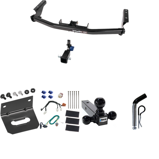 Fits 2013-2020 Nissan Pathfinder Trailer Hitch Tow PKG w/ 4-Flat Wiring Harness + Triple Ball Ball Mount 1-7/8" & 2" & 2-5/16" Trailer Balls + Pin/Clip + Wiring Bracket By Draw-Tite