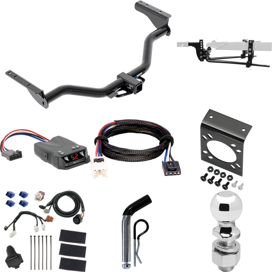 Fits 2014-2020 Infiniti QX60 Trailer Hitch Tow PKG w/ 6K Round Bar Weight Distribution Hitch w/ 2-5/16" Ball + 2" Ball + Pin/Clip + Tekonsha Brakeman IV Brake Control + Plug & Play BC Adapter + 7-Way RV Wiring By Reese Towpower