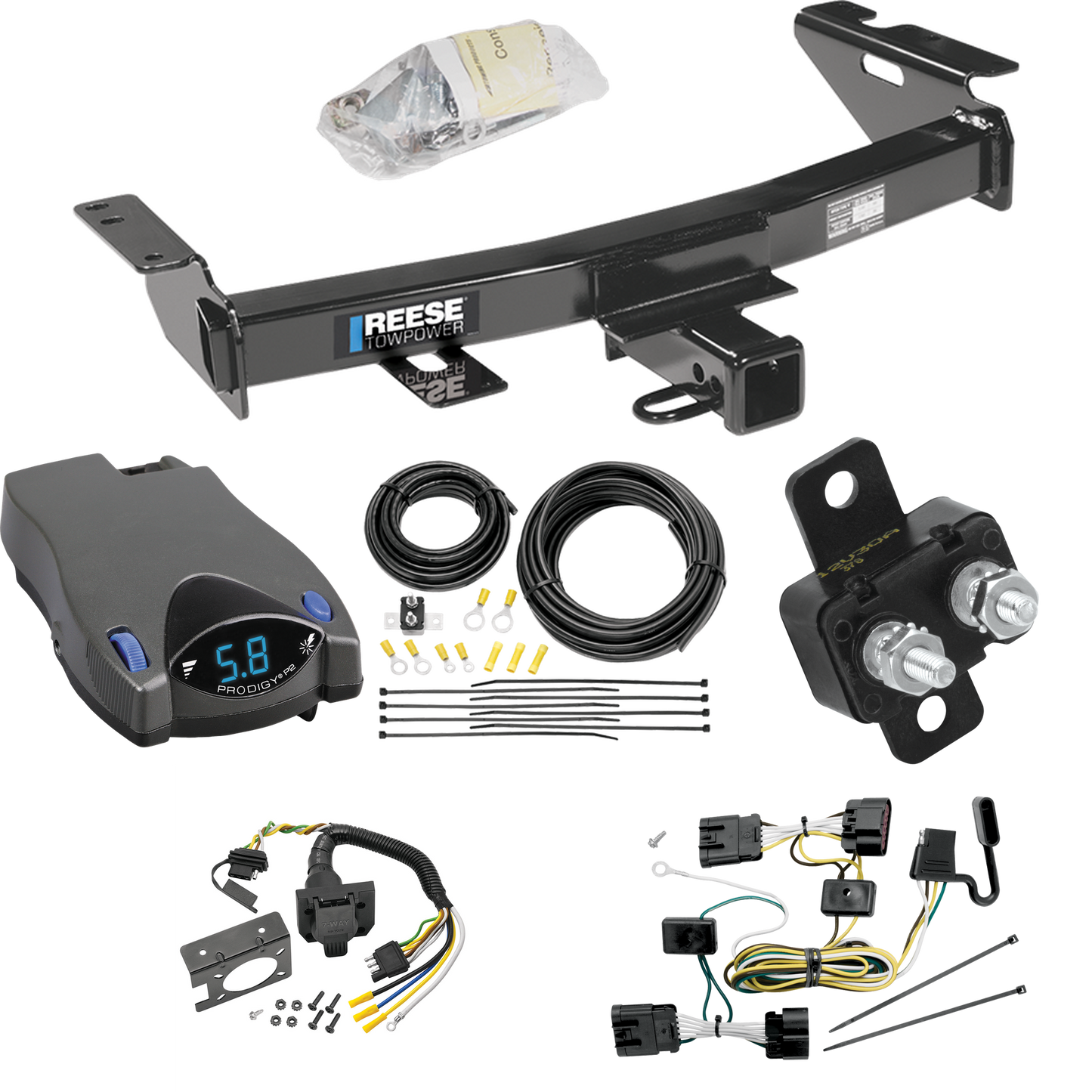 Fits 2005-2008 Chevrolet Uplander Trailer Hitch Tow PKG w/ Tekonsha Prodigy P2 Brake Control + 7-Way RV Wiring By Reese Towpower